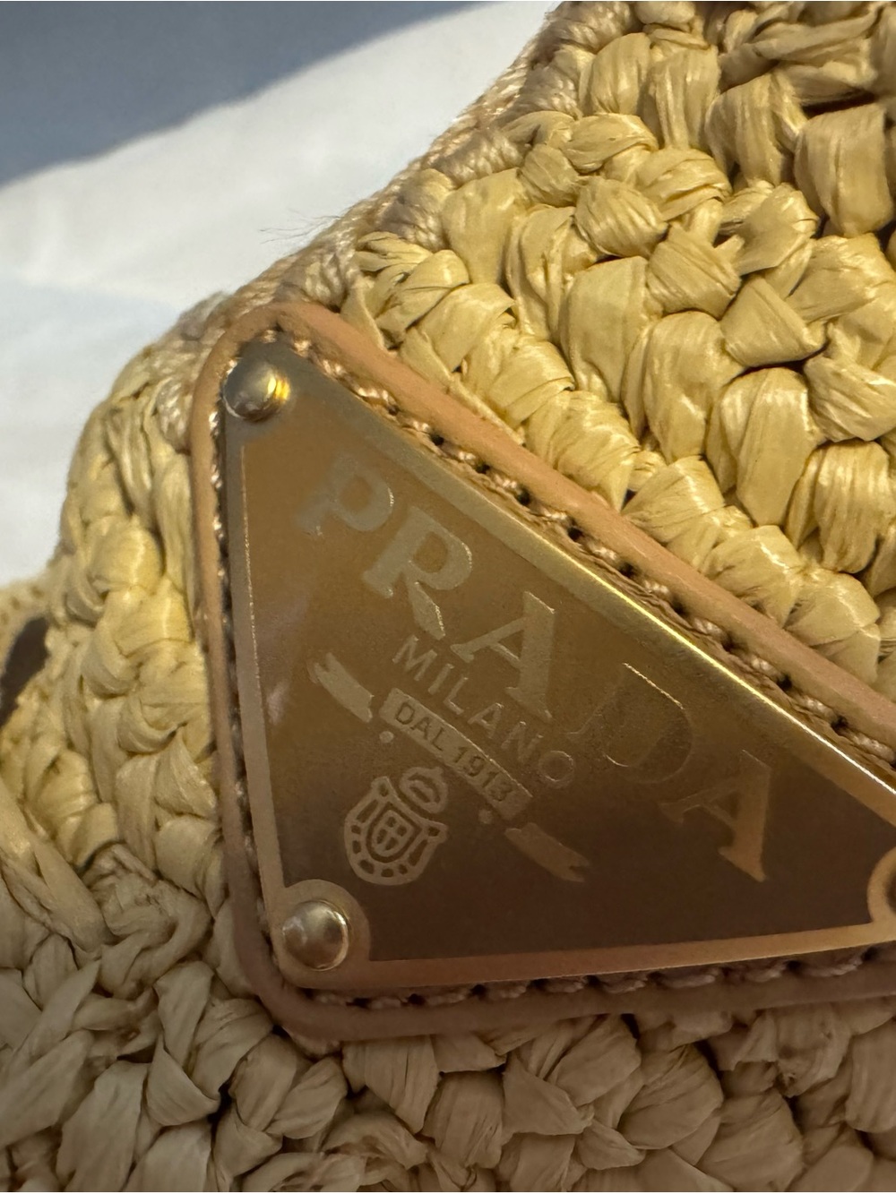 Prada Beige Woven Raffia Slingback Sandals - Picture 2 of 11